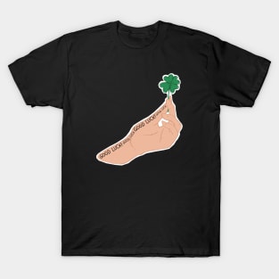 Hand Holding A Four Leaf Clover For Good Luck T-Shirt